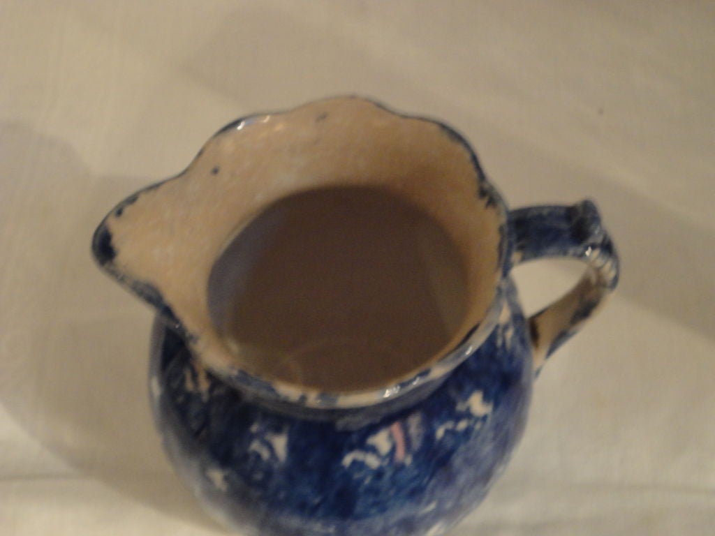 19th Century 19thc Early Spongeware Milk Pitcher From Pennsylvania
