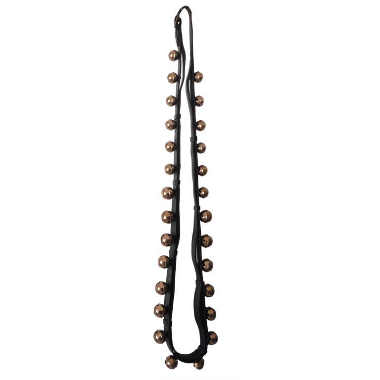 19thc String Of Bells On Leather Strap From Pennsylvania