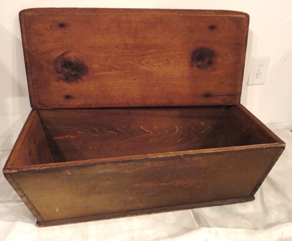 Pine 19th Century Original Brown Painted Dovetailed Dough Tray from PA