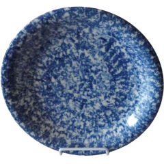 19thc Sponge Ware Serving Plate From Pennsylvania
