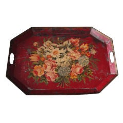 Fantastic 19thc Original Hand Painted Tole Tray From New England