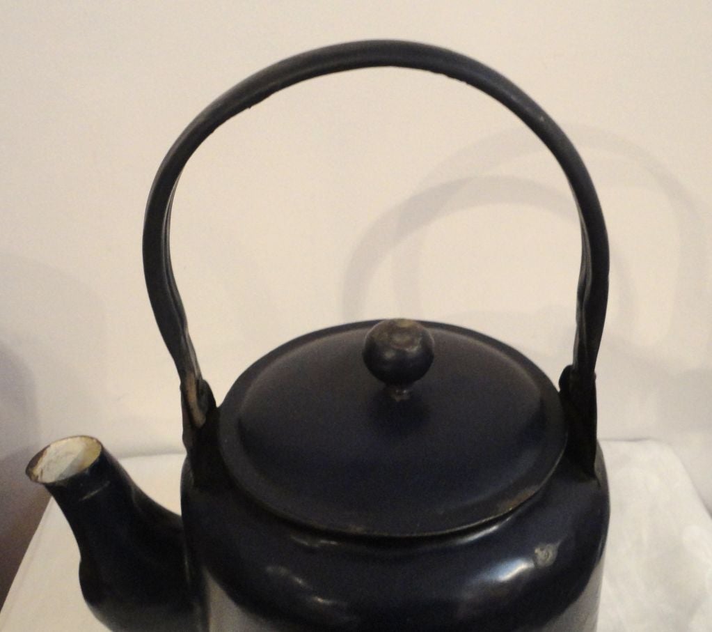 American Giant 19thc Enameled Metal  Hot Water Kettle From Pennsylvania