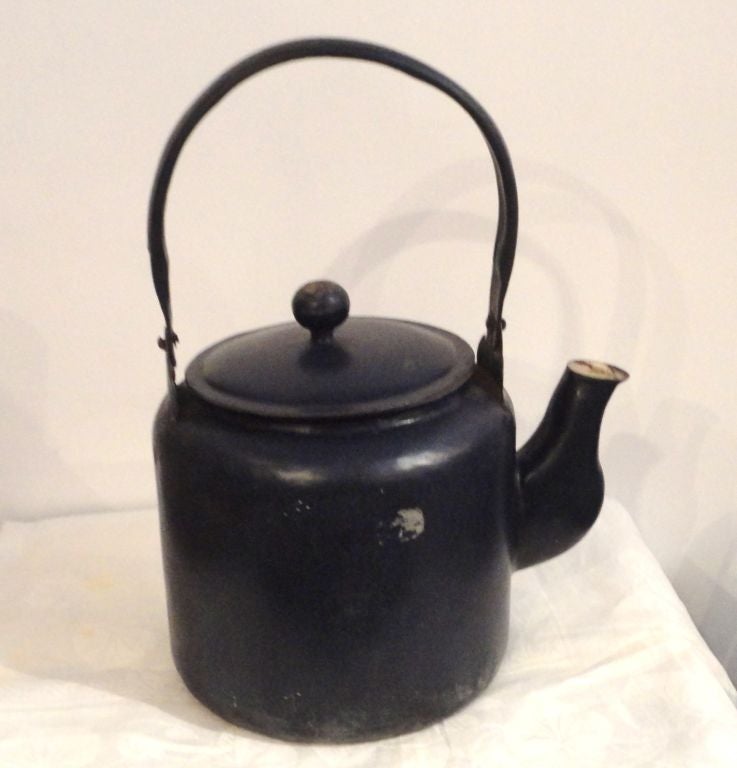 Giant 19thc Enameled Metal  Hot Water Kettle From Pennsylvania 1