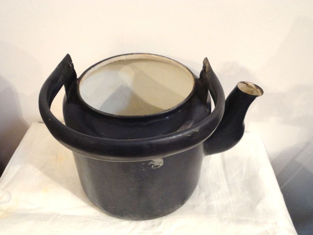 Giant 19thc Enameled Metal  Hot Water Kettle From Pennsylvania 4