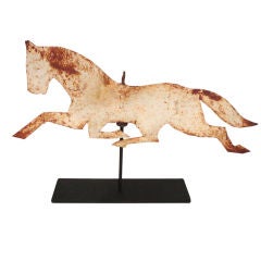 Used 19thc Folky  Original Painted Amish Horse Weathervane From Pa.