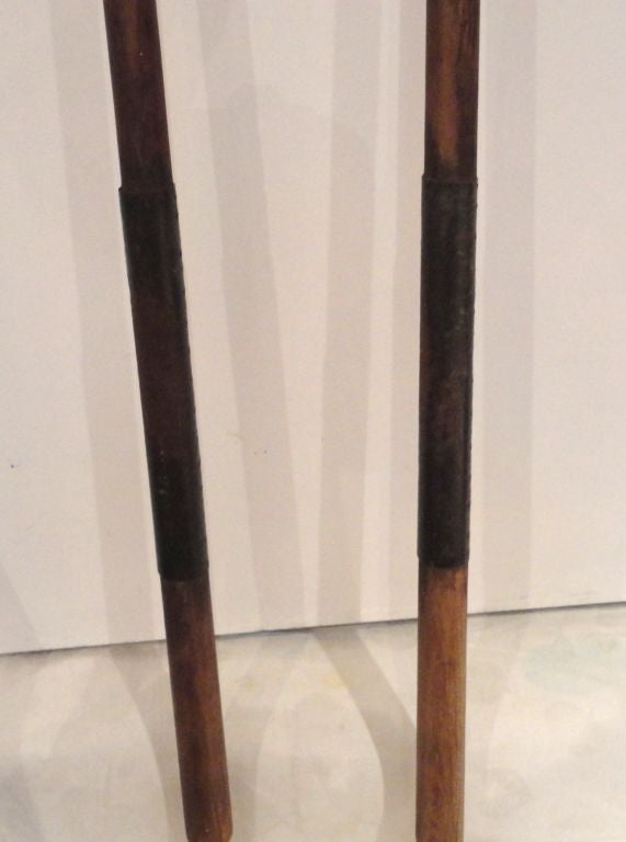 Pair Of Rustic 19thc  Oars With Original Metal Bands From N.e. 2