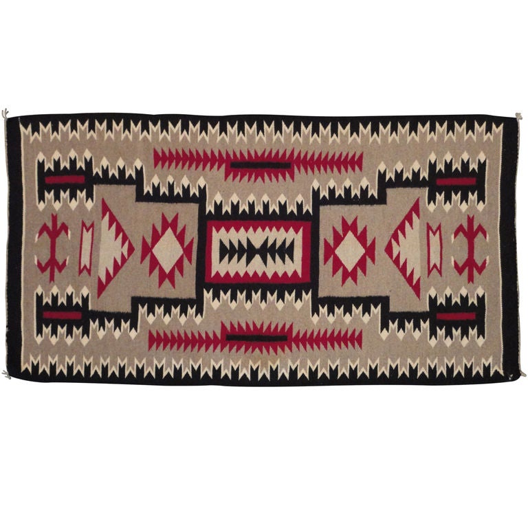 Geometric Navajo Indian Weaving Rug From 1940
s