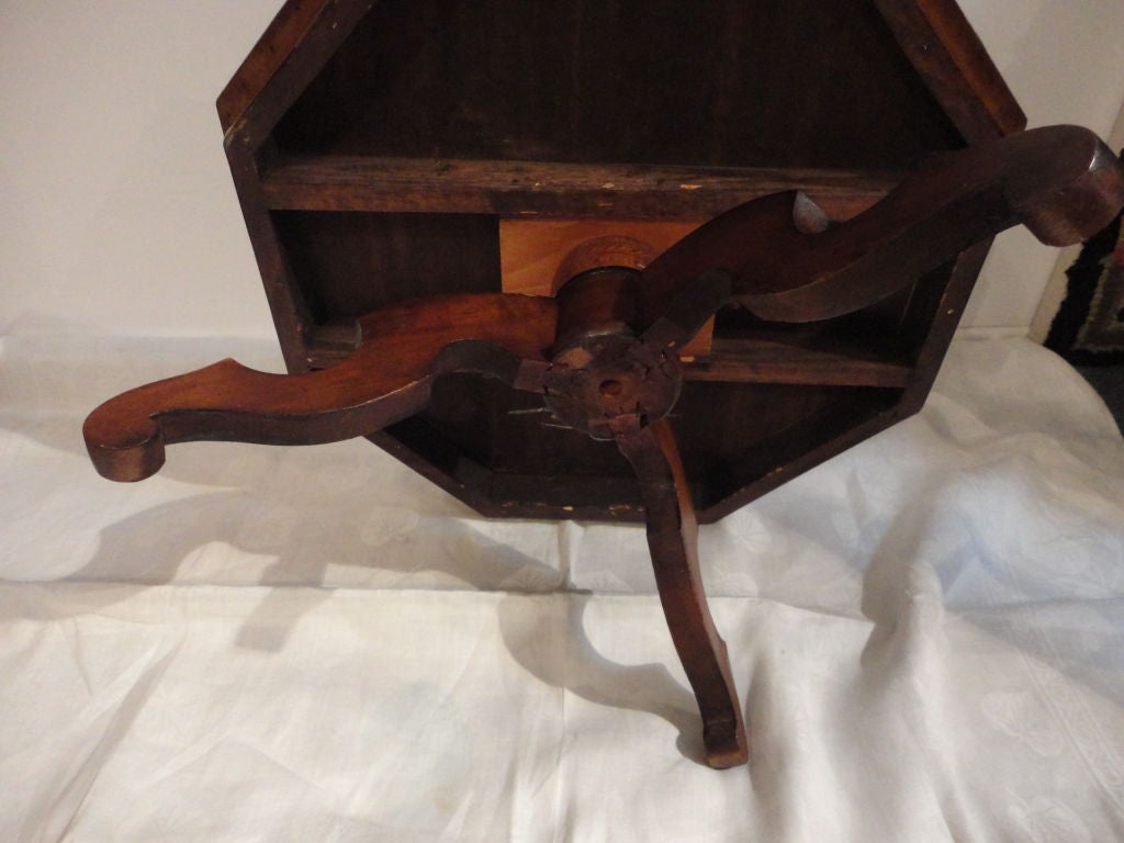 19thc Folky Inlaid Wood Octagonal Small Table 5