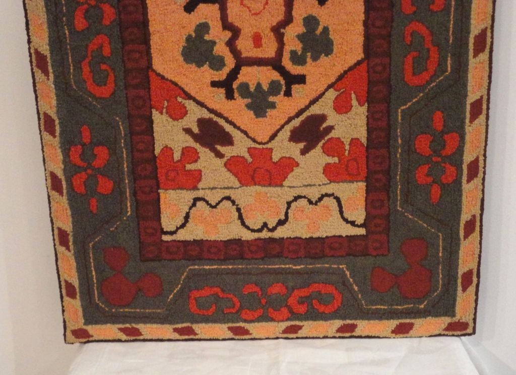 American Fantastic and Colorful Mounted Hand-Hooked Rug from Lancaster, PA For Sale