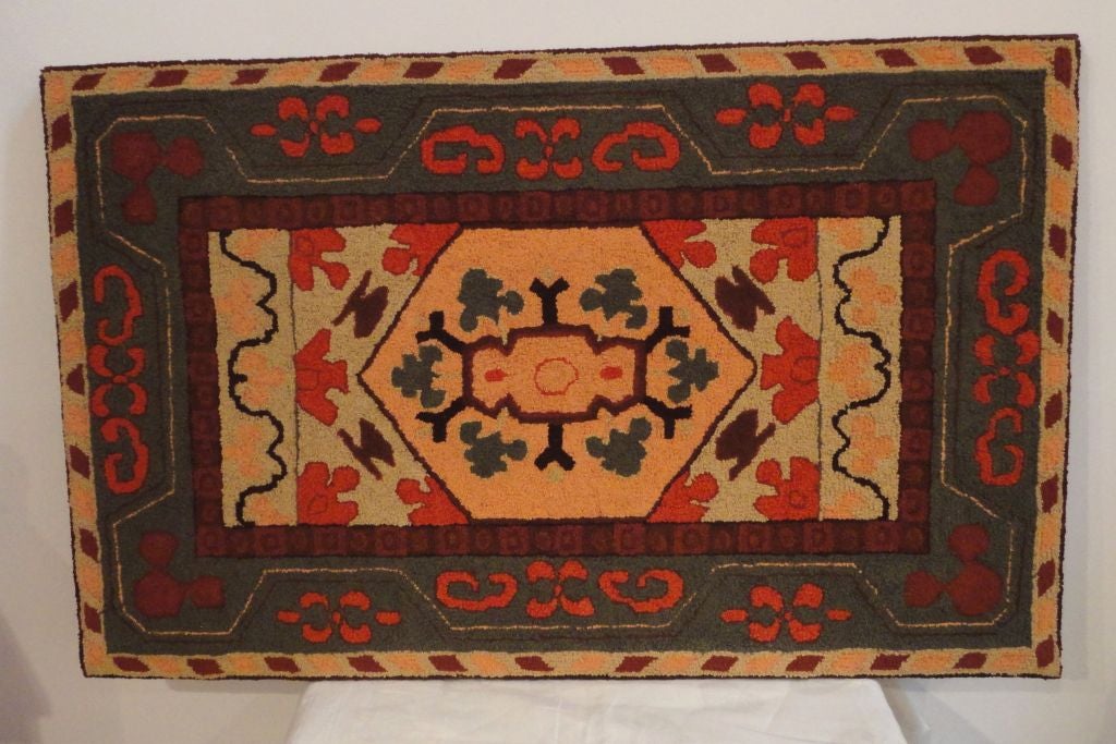 Fantastic and Colorful Mounted Hand-Hooked Rug from Lancaster, PA In Good Condition For Sale In Los Angeles, CA