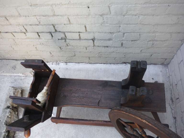 Early 18th Century Original Red Painted Spinning Wheel from New England 2
