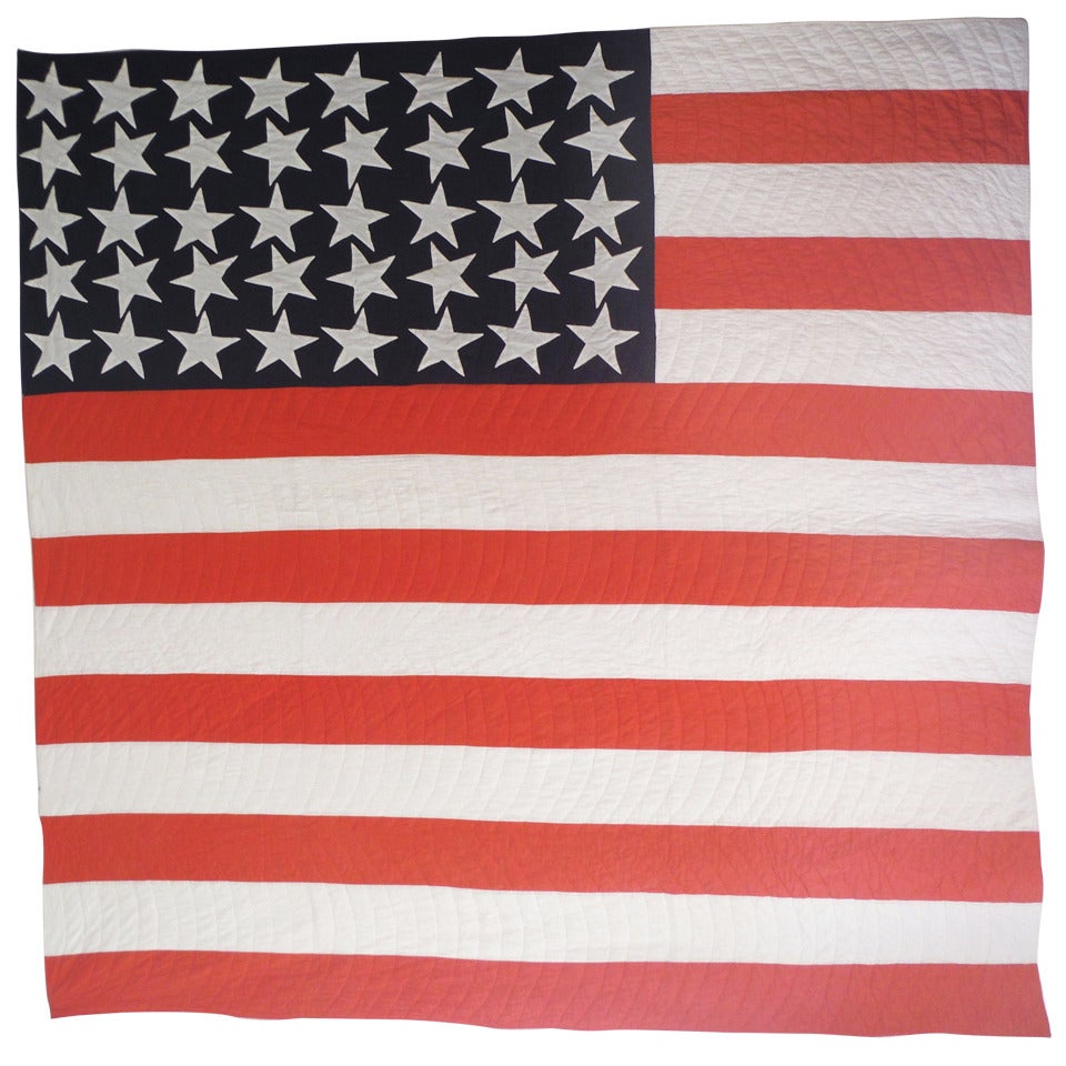 48 Star Hand Pieced Flag Quilt