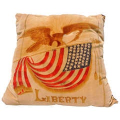 Rare Theorum (Hand Painted on Velvet) Patriotic Pillow