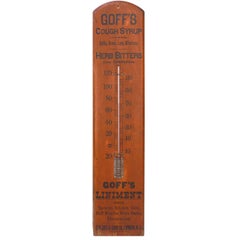 19th Century "Goff's Cough Syrup" Original Salmon and Black Painted Thermometer