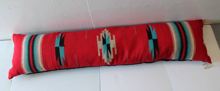 American Large Handwoven, Mexican Serape Bolster Pillow