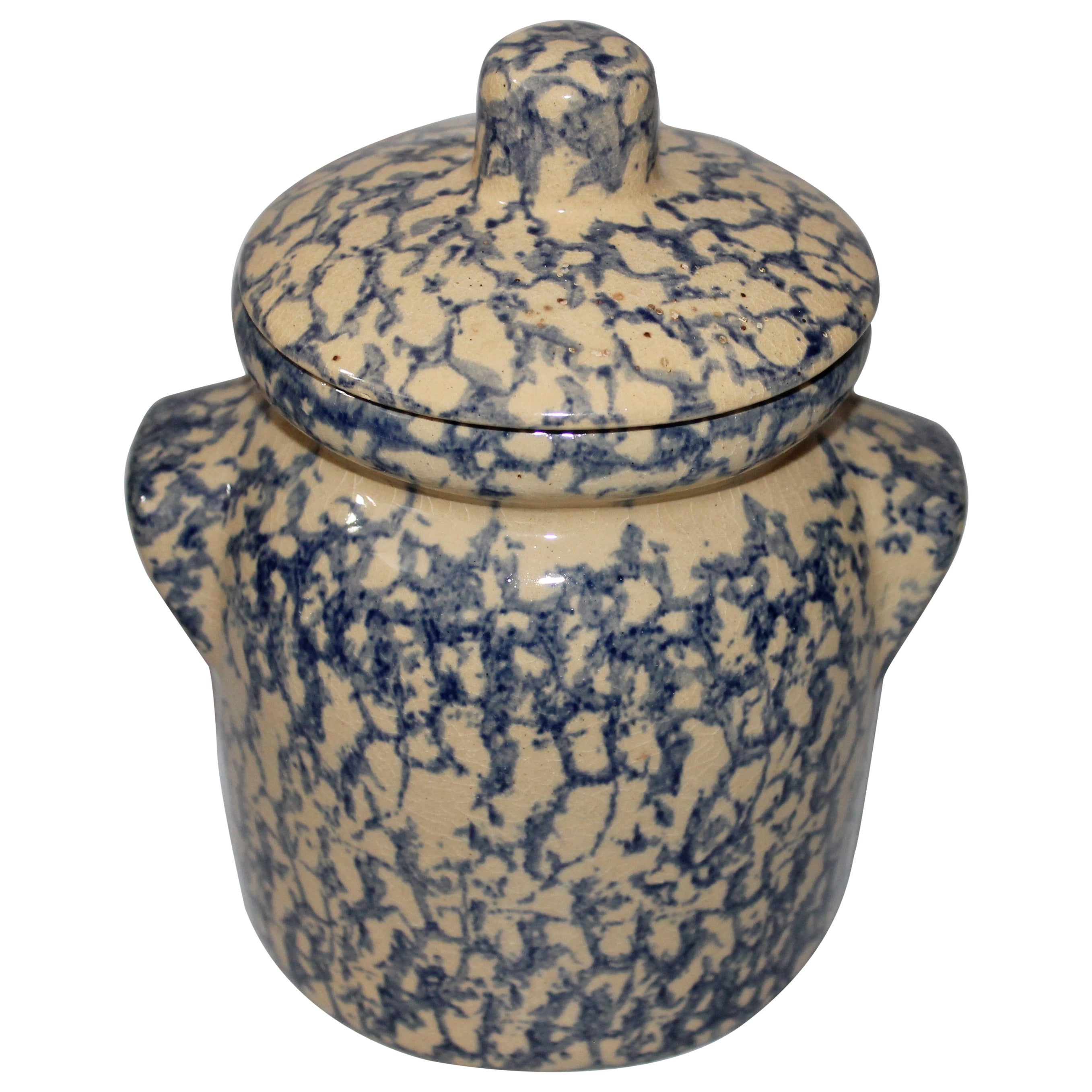 Early 20th Century Spongeware Canister Jar