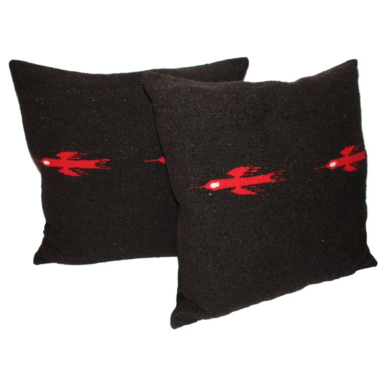 Mexican Indian Weaving Birds in Flight Pillows For Sale