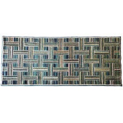 Vintage 1930's Hand Hooked American Log Cabin Rug