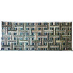 1930's Hand Hooked American Log Cabin Rug