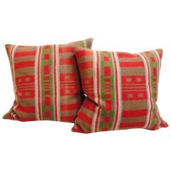 19THC Horse Blanket Pillows From Pennsylvania