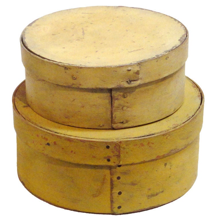 Pair Of 19thc Mustard Painted Pantry Boxes