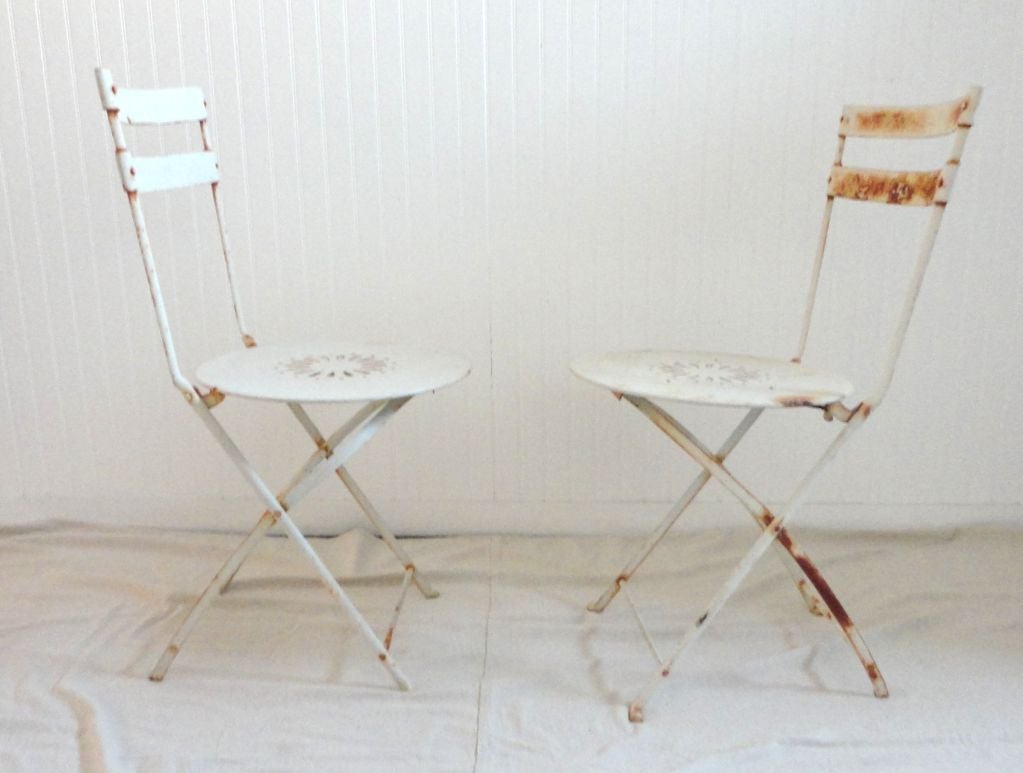 Early 20thc French Bistro Table & Chairs Set 4
