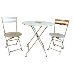 Early 20thc French Bistro Table & Chairs Set