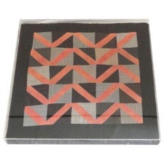 1930s Amish Wool Doll Quilt in Plexy Frame in a Zig Zag Pattern 1