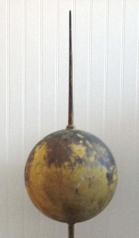 Folk Art Rare 19th Century Large Original Painted Lightning Rod on Stand For Sale