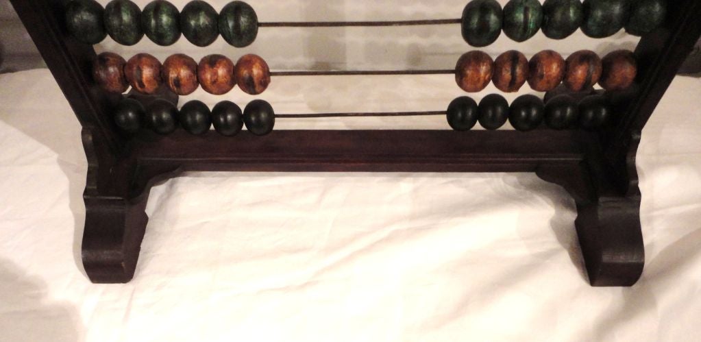 Wood Rare 19thc Painted Table  Top Abacus  On Feet