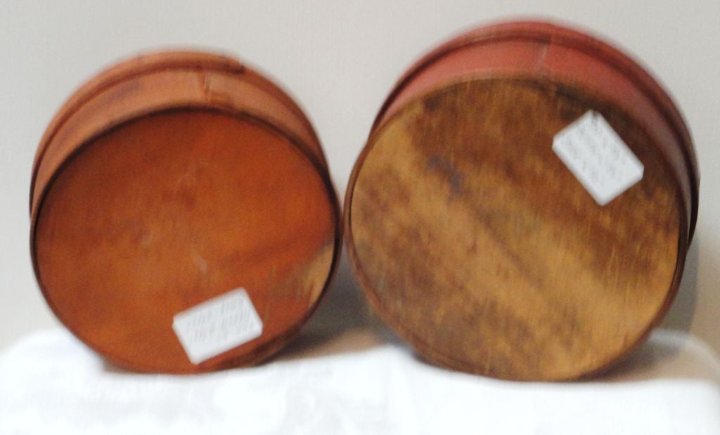 Pine 19thc Original Salmon Painted Pair of Pantry Boxes from N.E.