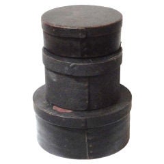 Antique 19THC Stack Of  Original Painted Black  Pantry Boxes