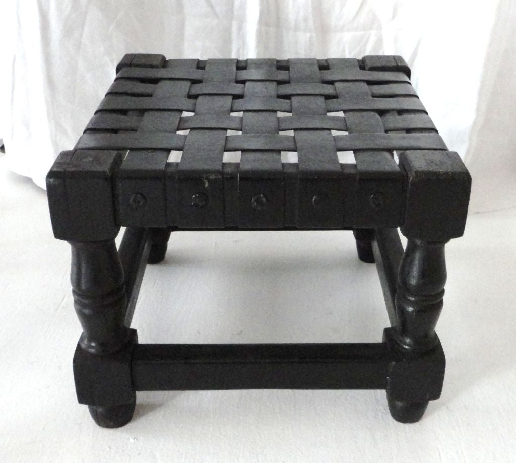 Fantastic Arts & Crafts Ottoman In Original Black Paint