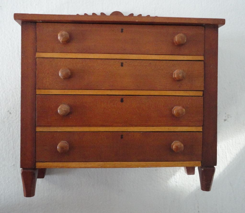 19THC Early Sheraton Minature Chest Of Drawers/Salesman Sample 2