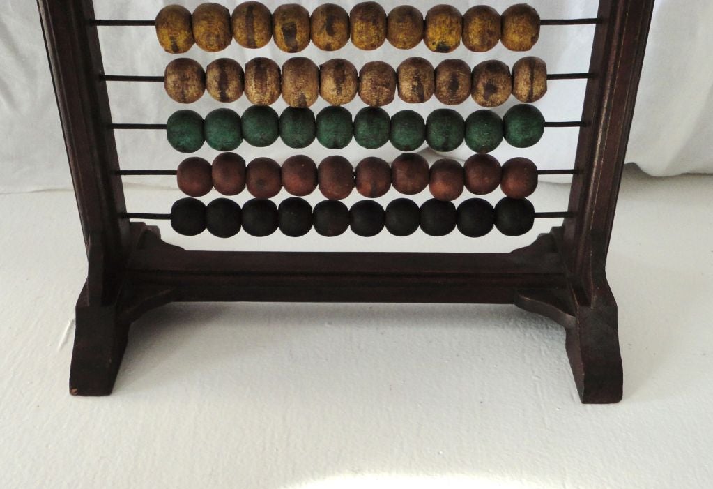 19th Century 19thc Original Painted Table Top Abacus Polychrome Paint