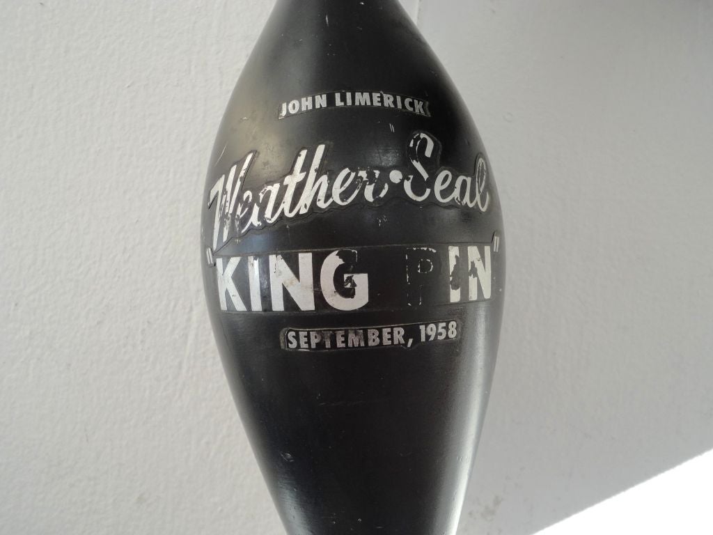American Pair of Bowling Pins Original Black Painted Branded 'WeatherSeal