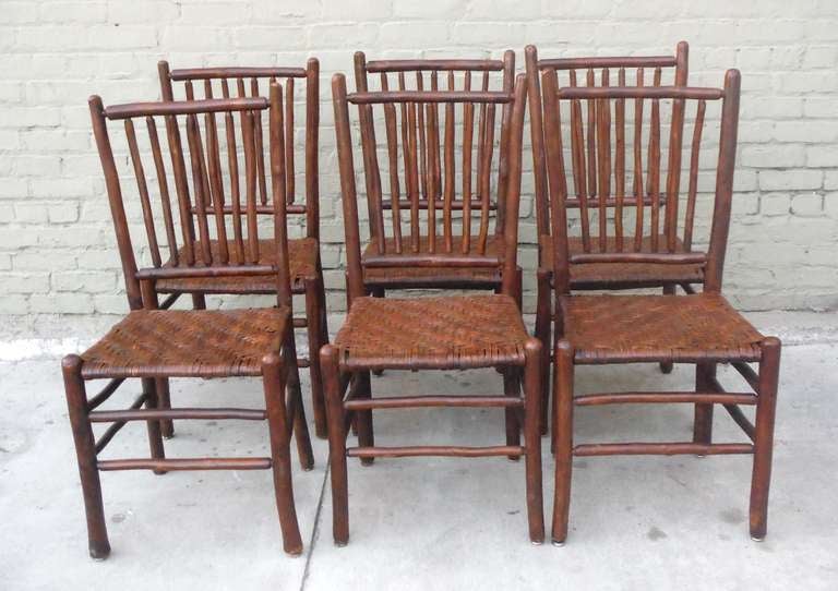 American Set of Six Signed Old Hickory Rustic Chairs