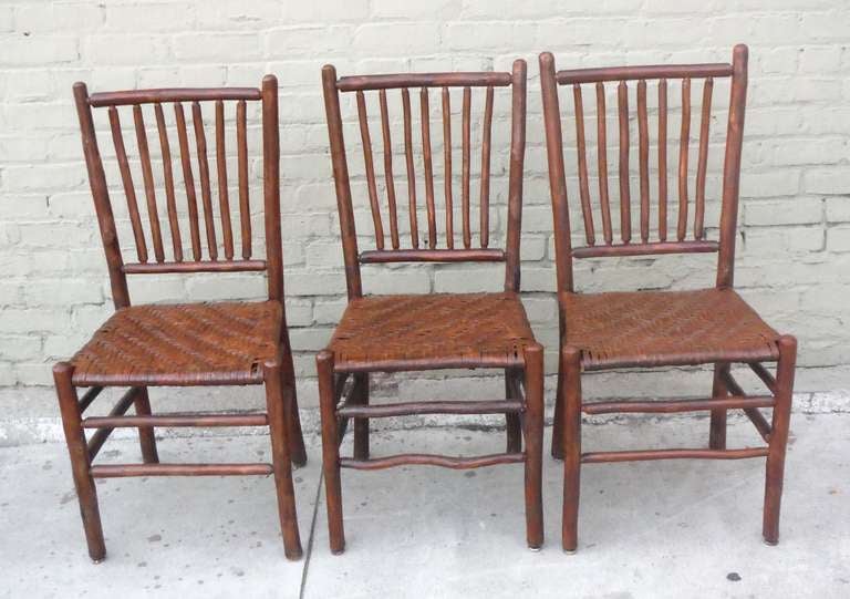Set of Six Signed Old Hickory Rustic Chairs In Excellent Condition In Los Angeles, CA