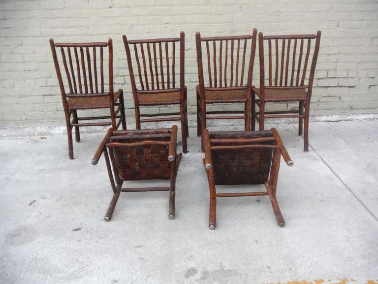 Set of Six Signed Old Hickory Rustic Chairs 2