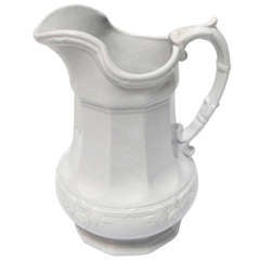 19th Century Ironstone Pitcher with Fig Leaf Pattern