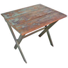 19. Jahrhundert, Neuengland, Sawbuck-Tisch – Originalfarbe