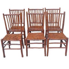 Set of Six Signed Old Hickory Rustic Chairs