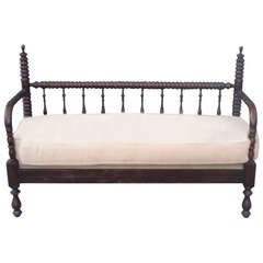 19thc Spindle Ginny Lind Day Bed / Settee W/ Cushion