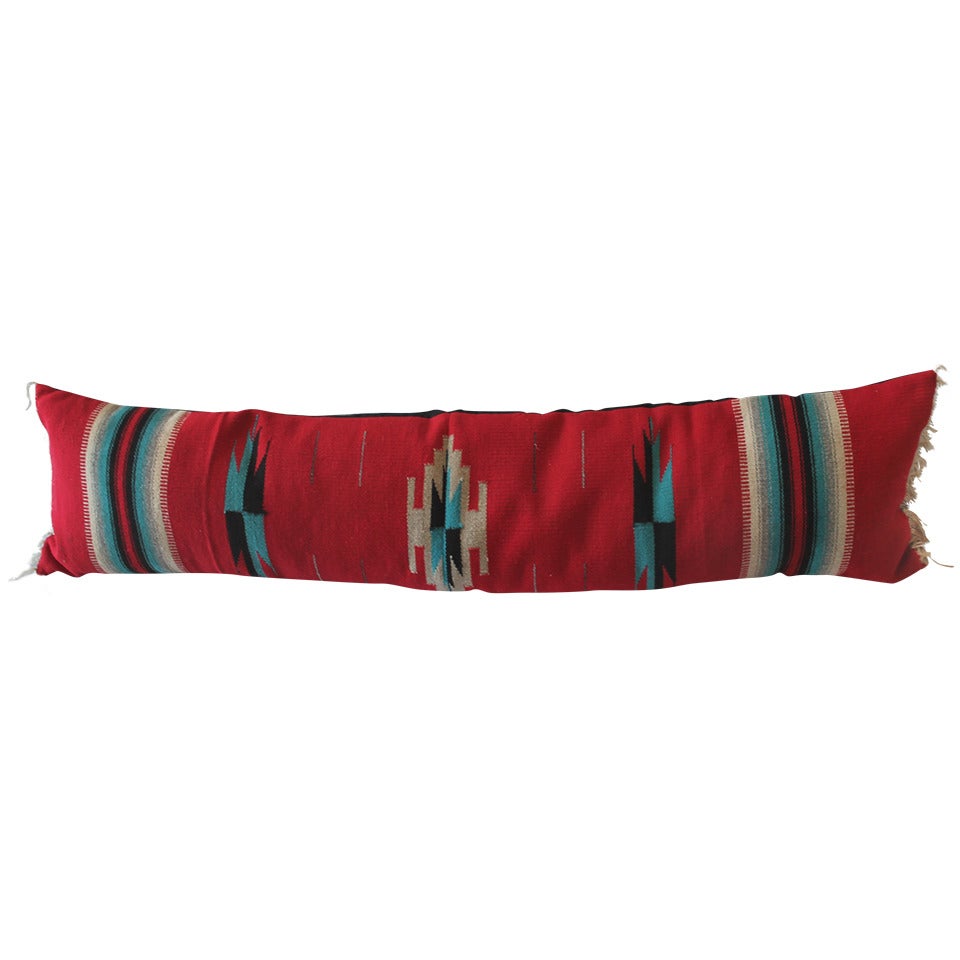 Large Handwoven, Mexican Serape Bolster Pillow