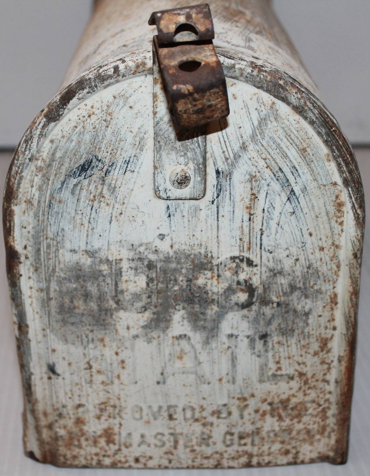 Amazing Original White Painted Steel "US MAIL" Box