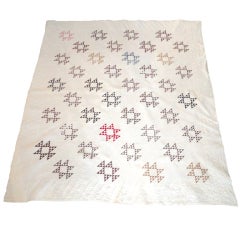 Antique 19thc Mini-pieced Flying Geese Quilt From New England