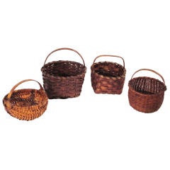 Collection of Four 19THC Fantastic & Early N.E. Handmade Baskets