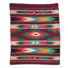 Antique Very Rare Early Chimayo Sarape Indian Blanket W/ Rope Bidding