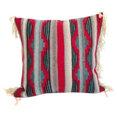 Navajo Indian Weaving Pillow With Original Fringe