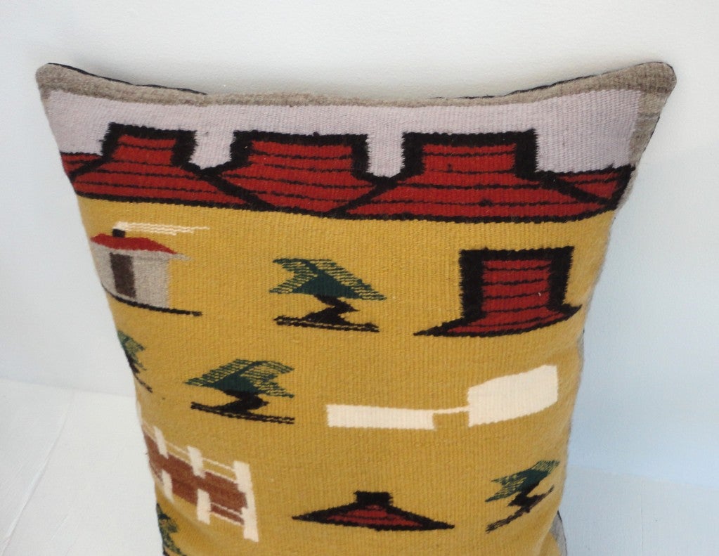 Adirondack Coussin graphique rare et inhabituel avec traversin de tissage Navajo en vente